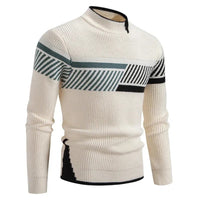 Men's Geometric Panel Premium Sweater | Color Block Relaxed Fit Full