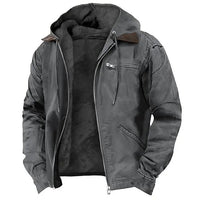 Men's Hooded Winter Jacket | Lined Layered Collar Fit Back