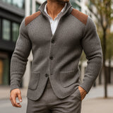Men's Knitted Blazer | Structured Fit with Suede Patches