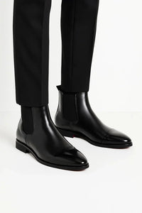 Men's Leather Cap Toe Chelsea Boots | Sleek Everyday Fit Front