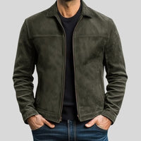 Men's Leather Jacket | Spread Collar Everyday Layering Fit Detail