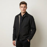 Men's Lined Classic Jacket | Harrington Fit with Gingham Lining Front
