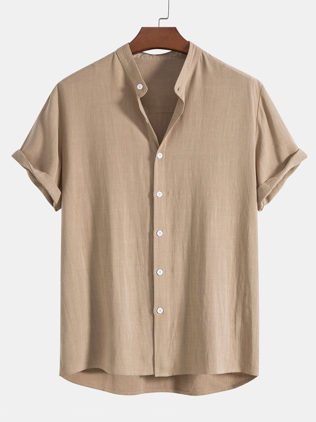 Men's Linen Band Collar Co-Ord | Matching Trousers Set Back