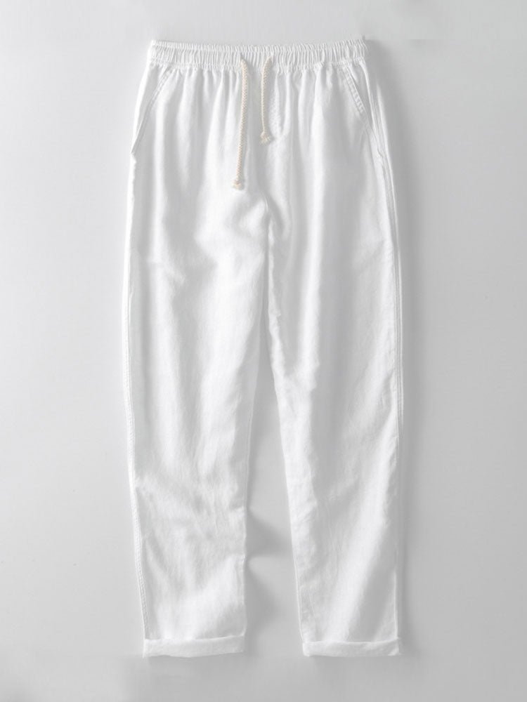 Men's Linen Band Collar Co-Ord | Matching Trousers Set View 11