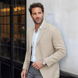 Men's Linen Blend Blazer | Notch Lapel Relaxed Fit