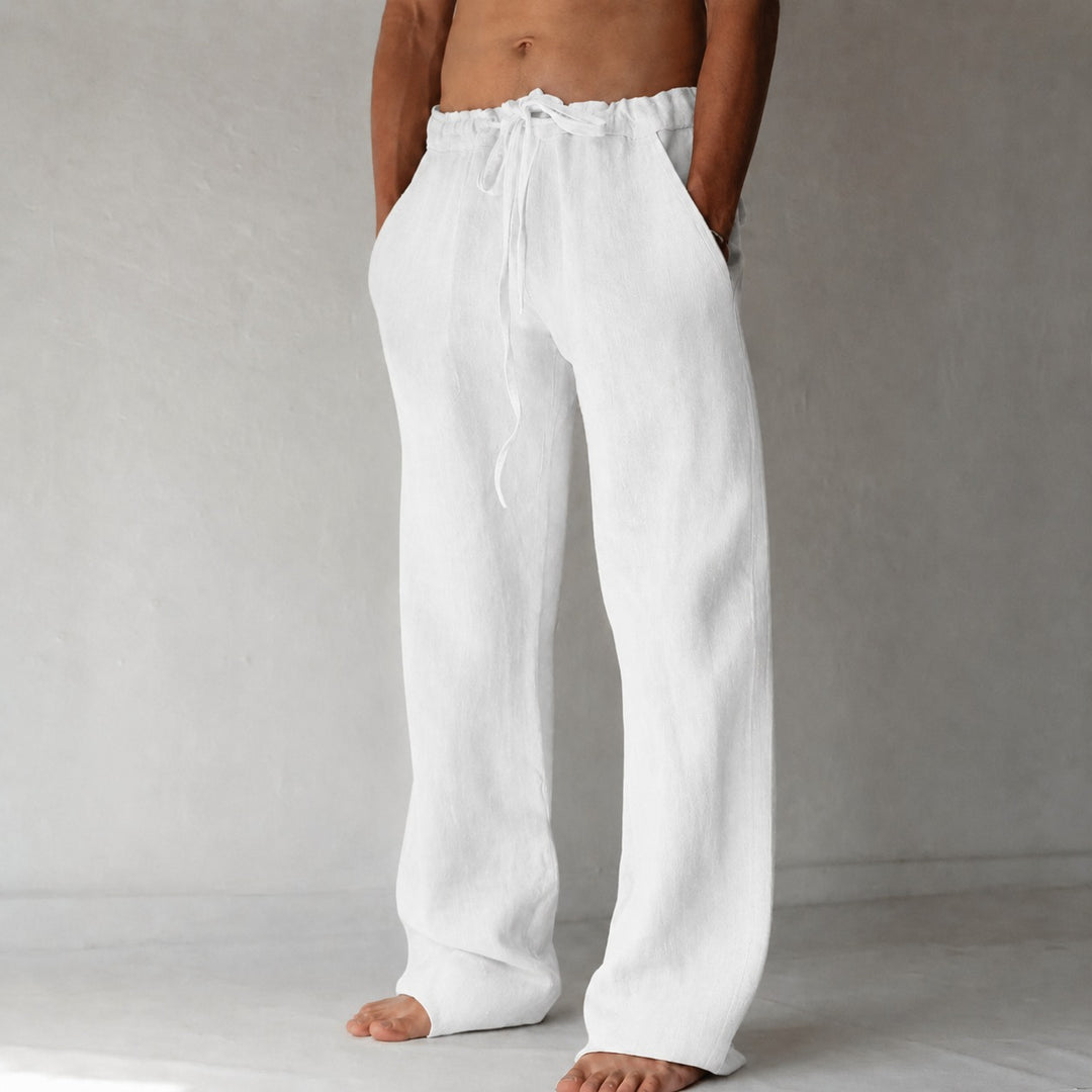 Men's Linen Drawstring Wide-Leg Loose Trousers - hero