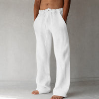 Men's Linen Drawstring Wide-Leg Loose Trousers - hero