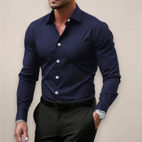 Men's Long Sleeve Button-Down Shirt | Muscle Fit Smart Casual Back