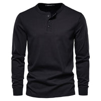 Men's Long Sleeve Henley Shirt | Button Placket City Fit Angle