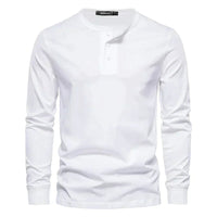 Men's Long Sleeve Henley Shirt | Button Placket City Fit Back