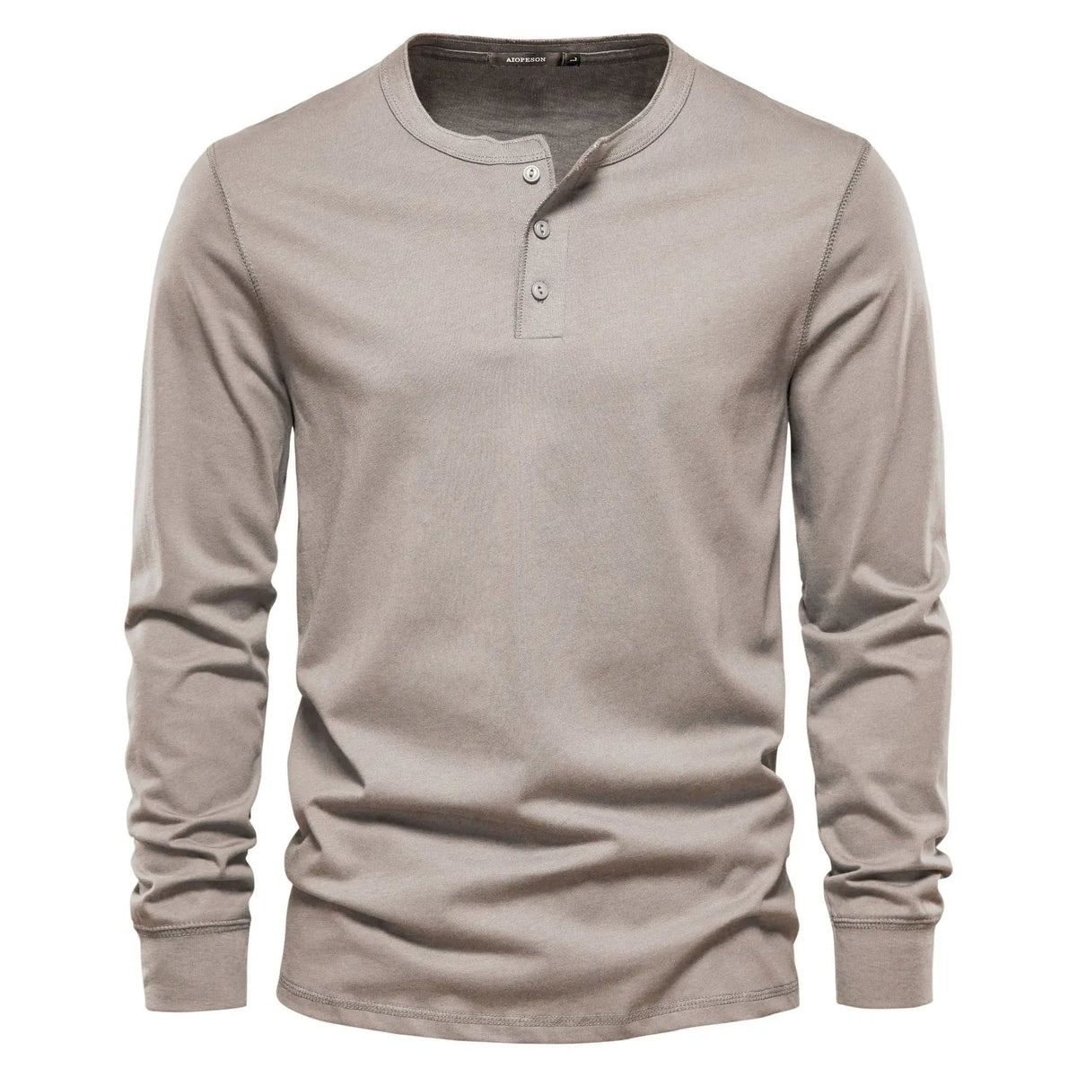 Men's Long Sleeve Henley Shirt | Button Placket City Fit Close Up