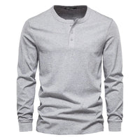 Men's Long Sleeve Henley Shirt | Button Placket City Fit Detail