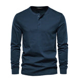 Men's Long Sleeve Henley Shirt | Button Placket City Fit