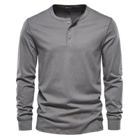 Men's Long Sleeve Henley Shirt | Button Placket City Fit Lifestyle