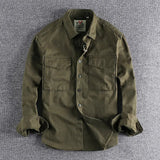 Men's Long Sleeve Pocket Shirt with Dual Chest Pockets