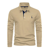 Men's Long Sleeve Polo Shirt | Classic Fit with Contrast Placket Back