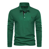 Men's Long Sleeve Polo Shirt | Classic Fit with Contrast Placket Detail