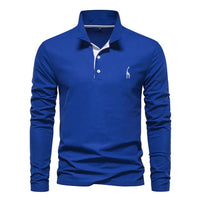 Men's Long Sleeve Polo Shirt | Classic Fit with Contrast Placket Front