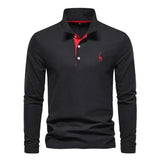 Men's Long Sleeve Polo Shirt | Classic Fit with Contrast Placket