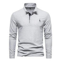 Men's Long Sleeve Polo Shirt | Classic Fit with Contrast Placket Side