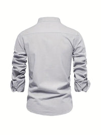 Men's Long Sleeve Slim Fit Shirt | Mandarin Collar Smart Casual Alternate