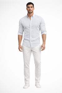 Men's Loose Fit Cotton Casual Shirt | Long Sleeve Curved Hem View 11