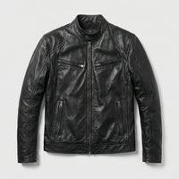 Men's Mandarin Collar Leather Jacket | Clean Cut Versatile Fit Hero