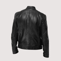 Men's Mandarin Collar Leather Jacket | Clean Cut Versatile Fit Lifestyle