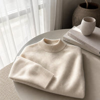 Men's Mock Neck Knit Sweater | Ribbed Trim Detail Angle