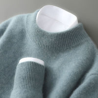 Men's Mock Neck Knit Sweater | Ribbed Trim Detail Close Up