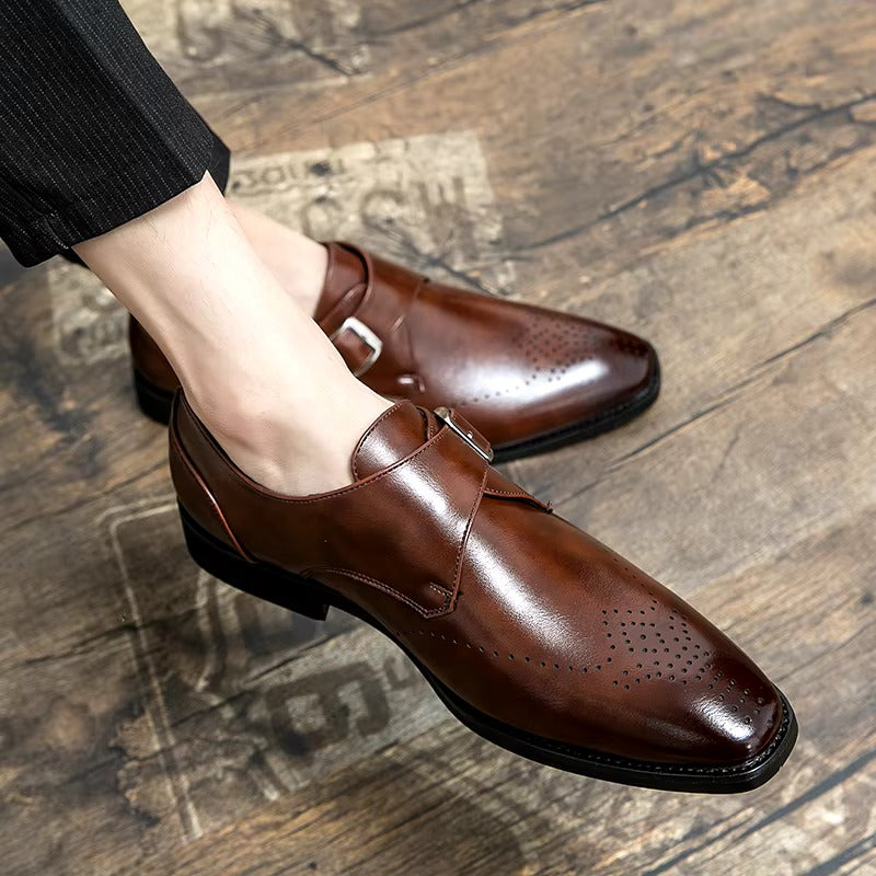 Men's Monk Strap Brogue Dress Shoes - back