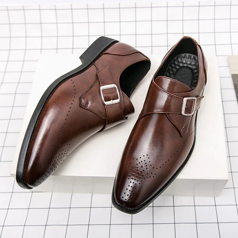 Men's Monk Strap Brogue Dress Shoes - hero