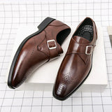 Men's Monk Strap Brogue Dress Shoes