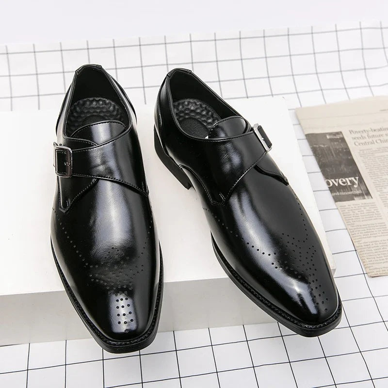 Men's Monk Strap Brogue Dress Shoes - side