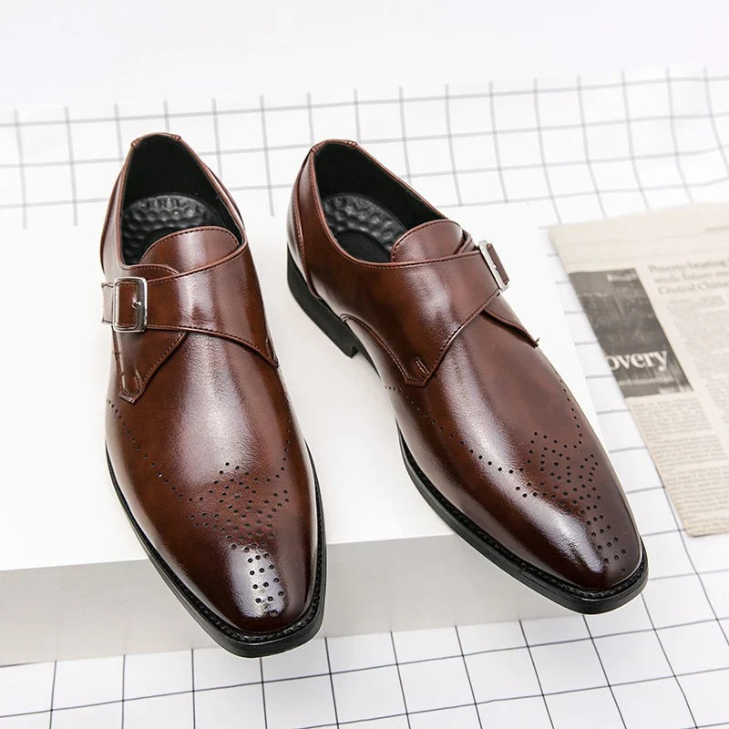 Men's Monk Strap Brogue Dress Shoes - view