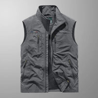 Men's Multi Pocket Utility Vest | Zip Up Outdoor Gilet Close Up
