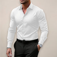 Men's Notched Collar Shirt | Slim Fit Long Sleeve Back