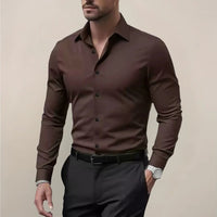 Men's Notched Collar Shirt | Slim Fit Long Sleeve View 11