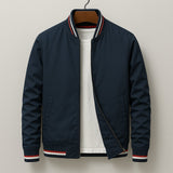 Men's Oxford Bomber Jacket | City Fit with Striped Ribbed Trim
