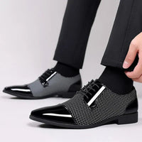 Men's Oxford Wedding Shoes | Tie Up with Patent Cap Toe Detail
