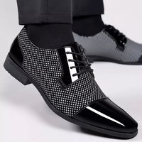 Men's Oxford Wedding Shoes | Tie Up with Patent Cap Toe Front