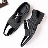 Men's Oxford Wedding Shoes | Tie Up with Patent Cap Toe