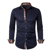 Men's Paisley Slim Shirt | Long Sleeve Contrast Trim Detail