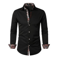 Men's Paisley Slim Shirt | Long Sleeve Contrast Trim Side