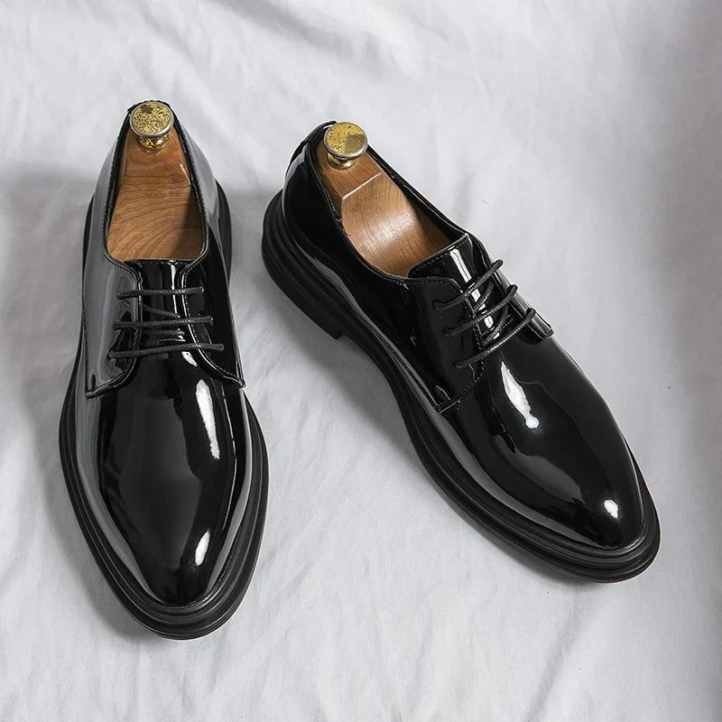 Men's Patent Derby Shoes | Formal Plain Toe Oxford Lifestyle