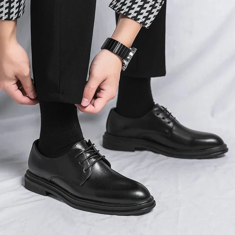 Men's Patent Derby Shoes | Formal Plain Toe Oxford Side