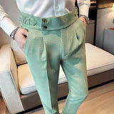 Men's Pleated Waffle Dress Trousers