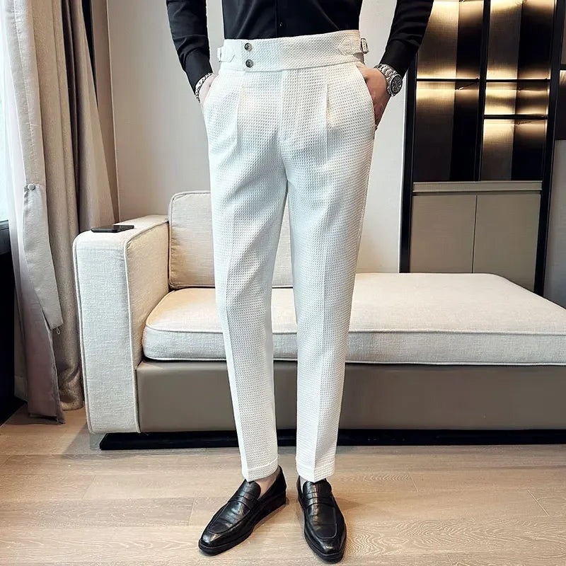 Men's Pleated Waffle Dress Trousers - lifestyle