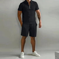 Men's Polo Shorts Two-Piece Set | Zip Collar Co-ord Hero