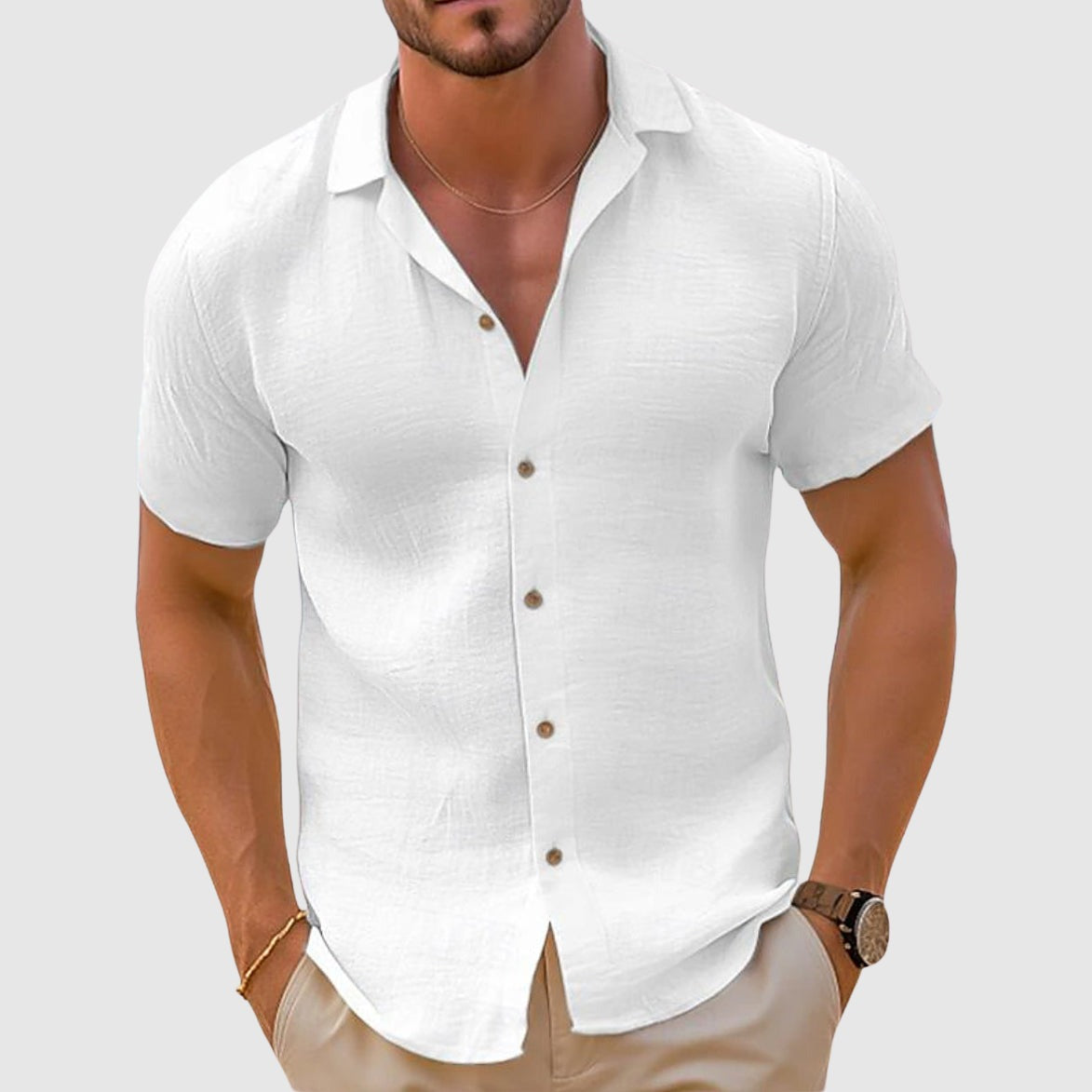 Men's Premium Shirt Short Sleeve Open Collar - back